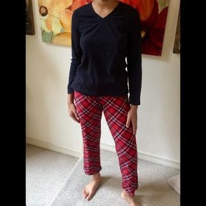 Red Plaid Velour 2 pc Pajama Set